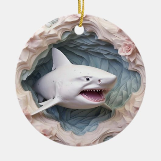 3D Shark Christmas Keramisch Ornament (Voorkant)