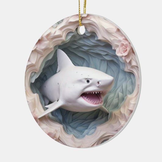 3D Shark Christmas Keramisch Ornament (Links)