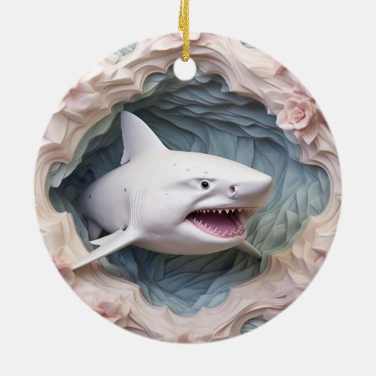 3D Shark Christmas Keramisch Ornament (Achterkant)