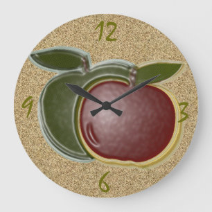 3D Shiny Apples (getextureerd) Wall Clock Grote Klok