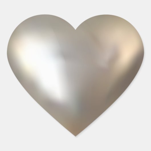 3D Silver Heart Hart Sticker (Voorkant)