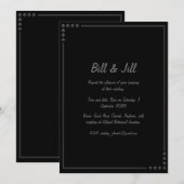 3D Silver Lijst op Black Background Wedding Kaart (Voorkant / Achterkant)