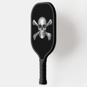 3D Silver Metal Skull en Crossbones Pickleball Paddle (Links)
