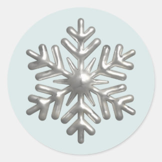 3d Silver Snowflake Blue Christmas Ronde Sticker