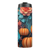 3D Sinaasappel en Turquoise Halloween Thermosbeker (Voorkant)