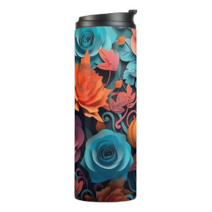 3D Sinaasappel en Turquoise Halloween Thermosbeker