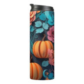 3D Sinaasappel en Turquoise Halloween Thermosbeker (Geroteerd rechts)