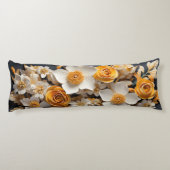 3D Sinaasappel & Witte bloemen Lichaamskussen (Achterkant)