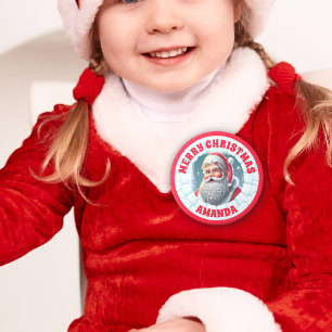 3D Sinterklaas Kerstmis Gepersonaliseerde Kinderen Ronde Button 6,0 Cm