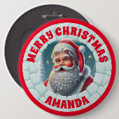 3D Sinterklaas Kerstmis Gepersonaliseerde Kinderen Ronde Button 6,0 Cm (Voorkant /achterkant)