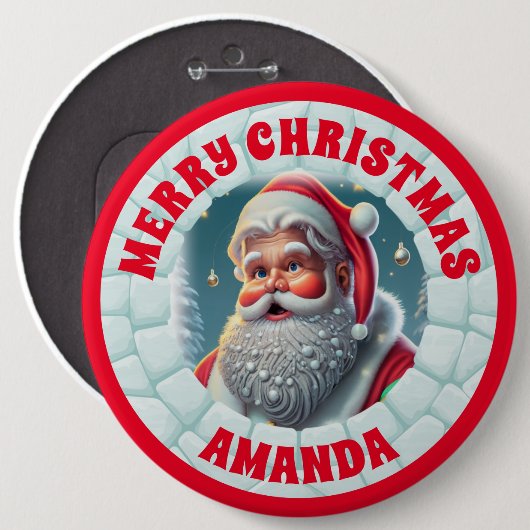 3D Sinterklaas Kerstmis Gepersonaliseerde Kinderen Ronde Button 6,0 Cm (Voorkant /achterkant)