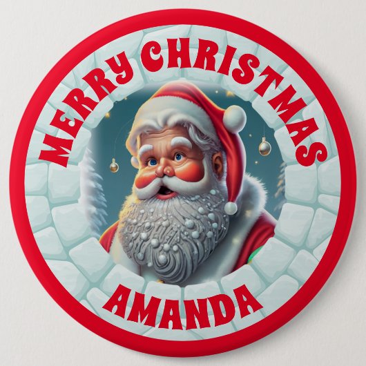 3D Sinterklaas Kerstmis Gepersonaliseerde Kinderen Ronde Button 6,0 Cm (Voorkant)