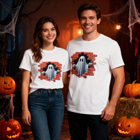 3D Skelet porren door een Gebroken Wand Ontwerp T-shirt