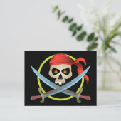 3D Skull en Crossbones Briefkaart (Staand voorkant)