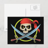 3D Skull en Crossbones Briefkaart (Voorkant / Achterkant)