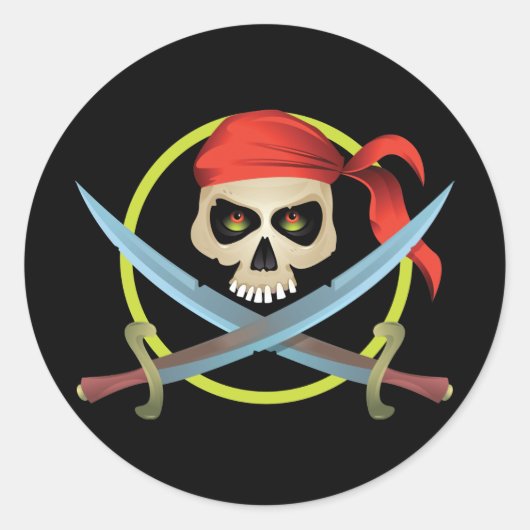 3D Skull en Crossbones Ronde Sticker (Voorkant)