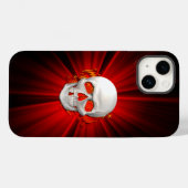 3D Skull in Ggloed Fire Case-Mate iPhone Case (Achterkant (horizontaal))