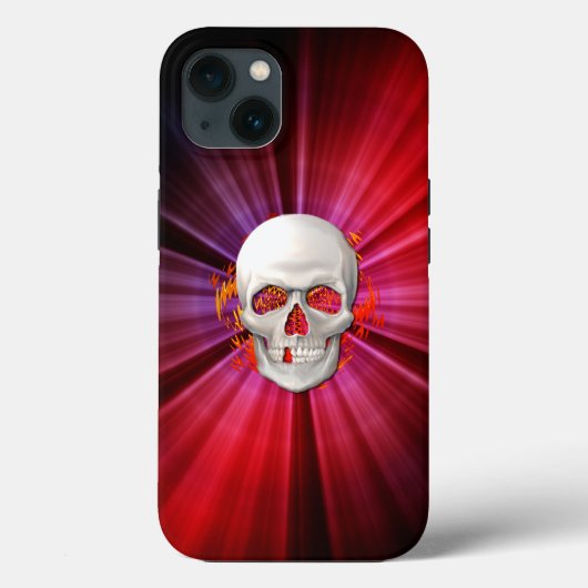 3D Skull in Ggloed Fire Case-Mate iPhone Case (Achterkant)