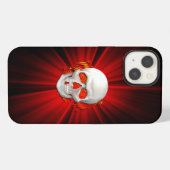 3D Skull in Ggloed Fire iPhone Hoesje (Achterkant horizontaal)