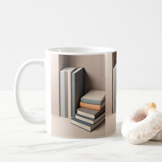3D Slanke Boeken Design Mok (Met donut)