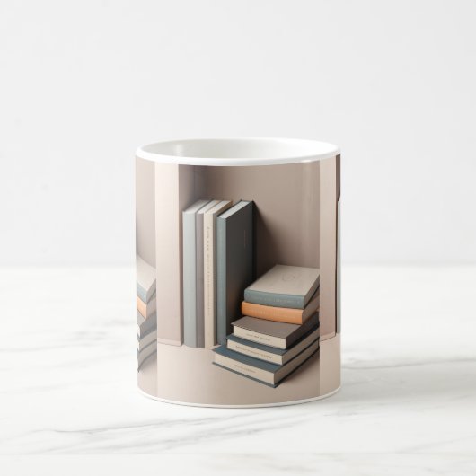 3D Slanke Boeken Design Mok (Center)