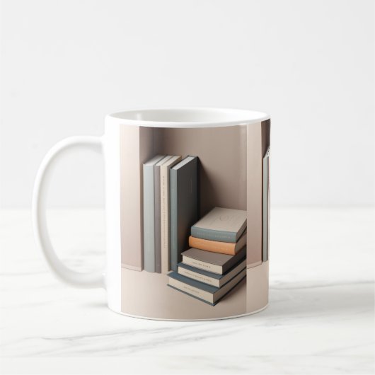 3D Slanke Boeken Design Mok (Links)