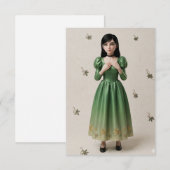 3D Smaragdgroene Prinsessen Karakter Bedankkaart (Voorkant / Achterkant)