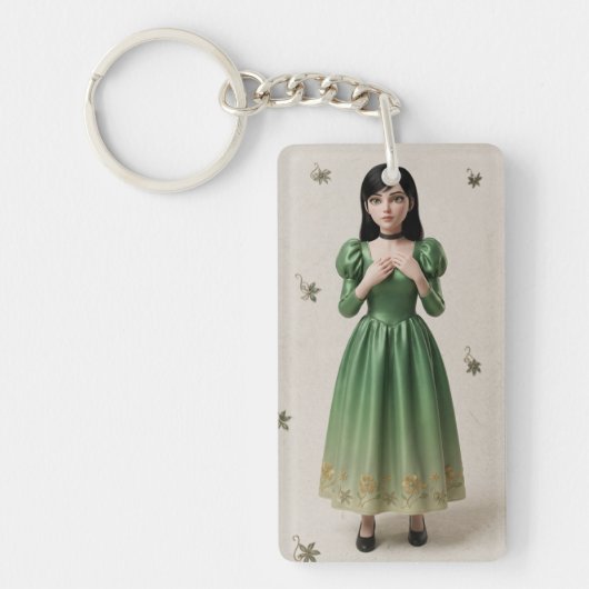 3D Smaragdgroene Prinsessen Karakter Sleutelhanger (Voorkant)