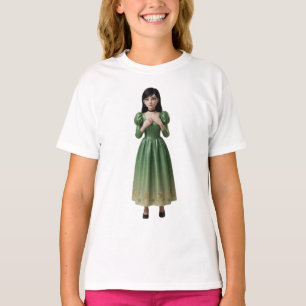 3D Smaragdgroene Prinsessen Karakter T-shirt