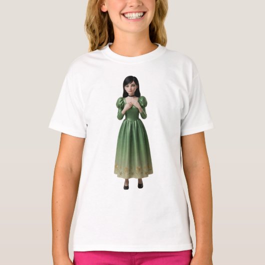 3D Smaragdgroene Prinsessen Karakter T-shirt (Voorkant)