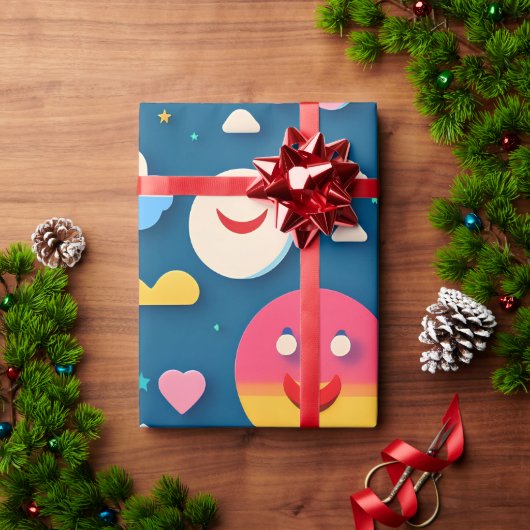 3D Smile Circles Regenboog Patroon Cadeaupapier (Feestdagen Geschenken)