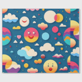 3D Smile Circles Regenboog Patroon Cadeaupapier (Vlak)