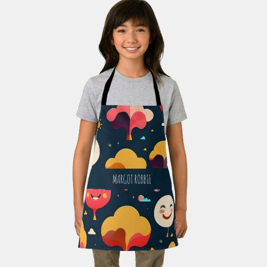 3D Smile Faces Geel Kleurrijk Patroon Schort (Insitu)