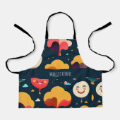 3D Smile Faces Geel Kleurrijk Patroon Schort (Voorkant)