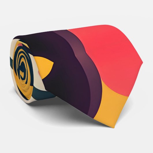 3D Smile Faces Geel Kleurrijk Patroon Stropdas (Opgerold)