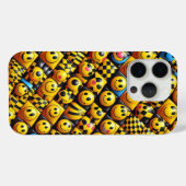 3D Smiley Face Mozaïek Hoestelcase - Geel & Zwart Case-Mate iPhone Case (Achterkant (horizontaal))