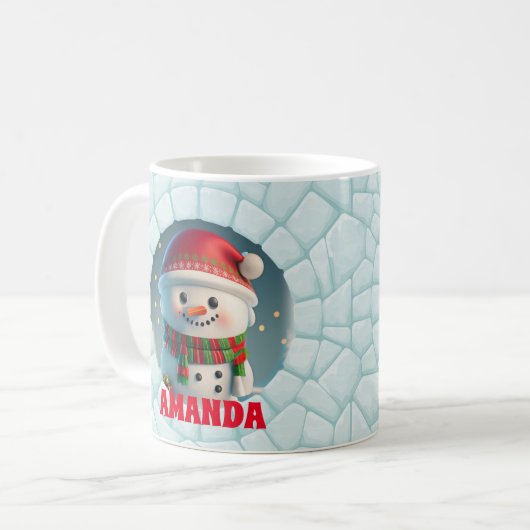 3D Sneeuwman Kerst Aangepaste Kinder Hot Chocolate Koffiemok (Voorkant links)