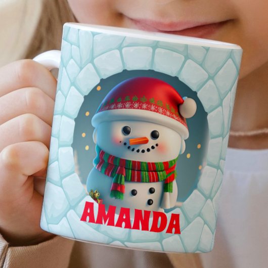 3D Sneeuwman Kerst Aangepaste Kinder Hot Chocolate Koffiemok