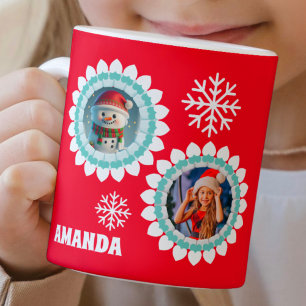 3D Sneeuwman Kerst Gepersonaliseerde Kinder Foto Koffiemok