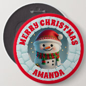 3D Sneeuwman Kerst Gepersonaliseerde Kinderen Ronde Button 6,0 Cm (Voorkant /achterkant)