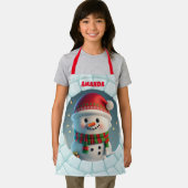 3D Sneeuwman Kerst Gepersonaliseerde Kinderen Schort (Insitu)