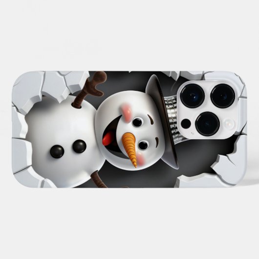 3D Sneeuwman Kerstmis Case-Mate iPhone Case (Achterkant (horizontaal))