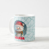 3D Sneeuwman Kerstmis Gepersonaliseerde Naam Vakan Koffiemok (Voorkant links)