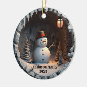 3D Sneeuwman Kerstmis Keramisch Ornament (Links)