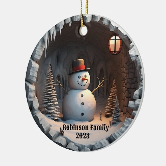 3D Sneeuwman Kerstmis Keramisch Ornament (Links)