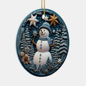 3D Sneeuwman Kerstmis Keramisch Ornament (Rechts)