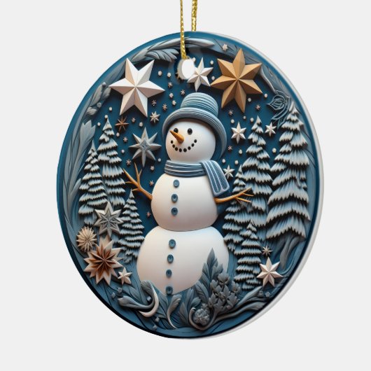 3D Sneeuwman Kerstmis Keramisch Ornament (Links)