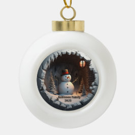 3D Sneeuwman Kerstmis Keramische Bal Ornament