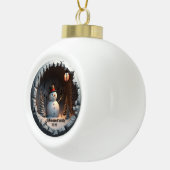 3D Sneeuwman Kerstmis Keramische Bal Ornament (Rechts)