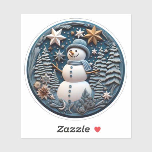 3D Sneeuwman Kerstmis Sticker (Vel)